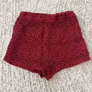 Zara Burgundy Crochet Shorts